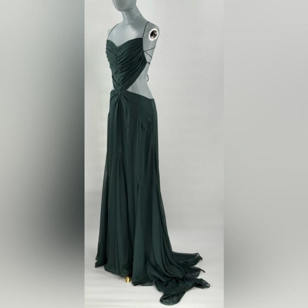 🆕 CULT GAIA 🧿 NWOT Aphea Silk Cut Out Backless Dress, Forest Green - Sz US 8 - Picture 9 of 15